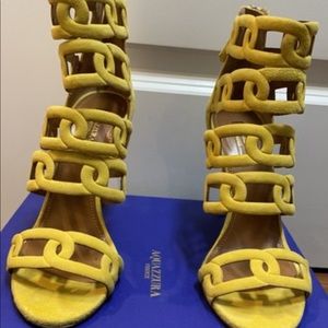 Aquazzura yellow loop heel bootie